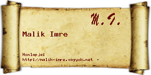 Malik Imre névjegykártya